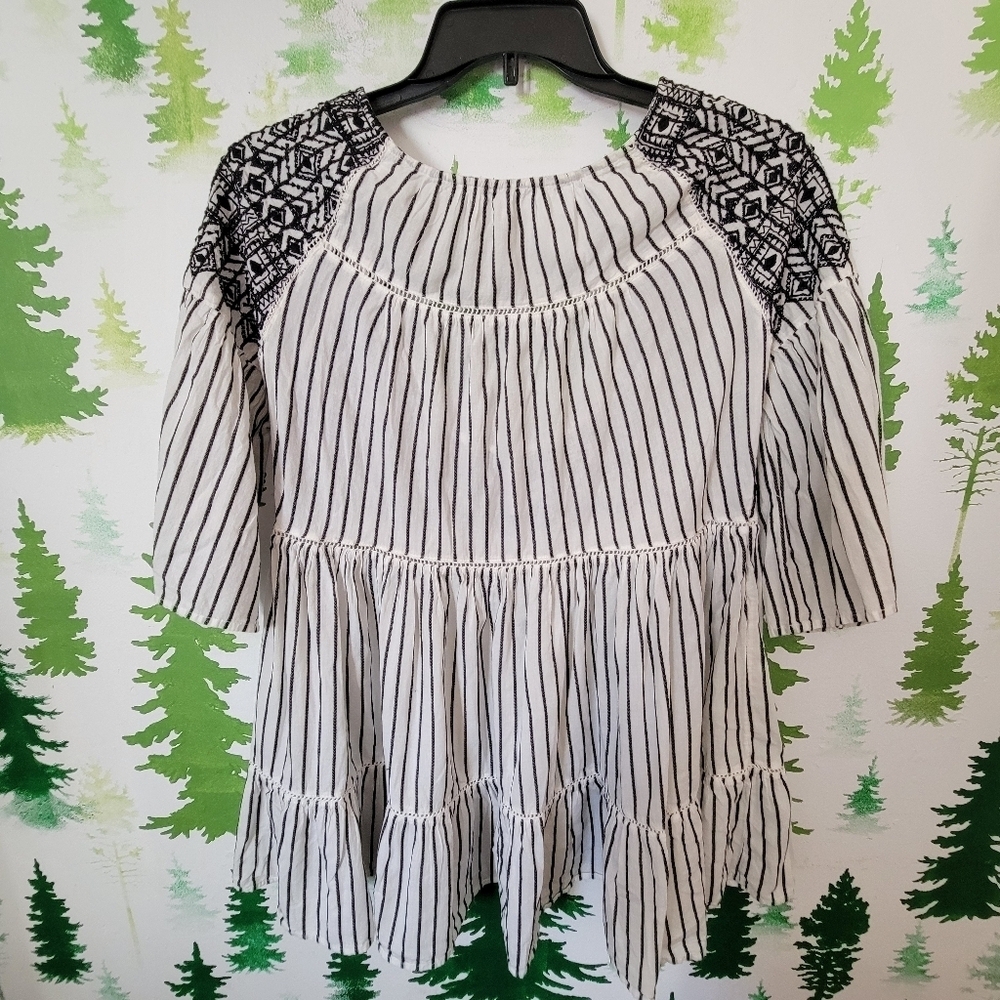 Free People Lola Tiered Embroidered Mini Dress